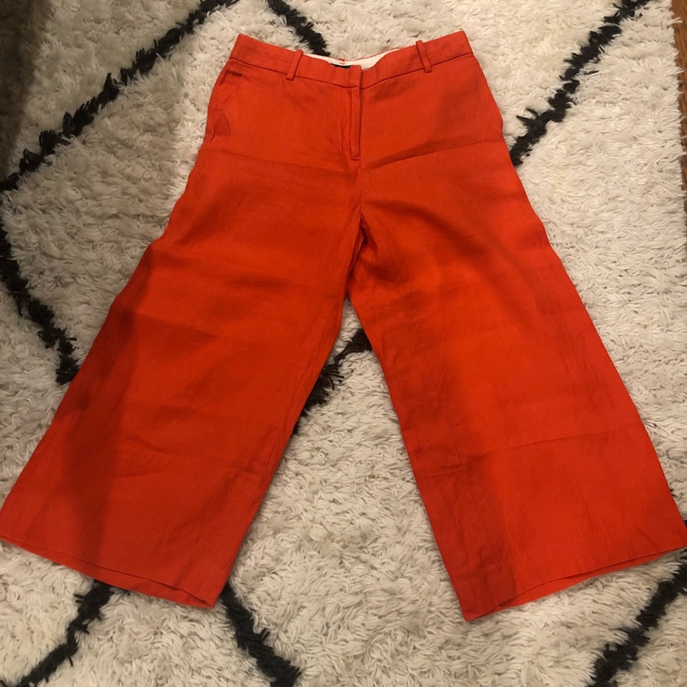 Coral linen wide legged pants by J Crew
